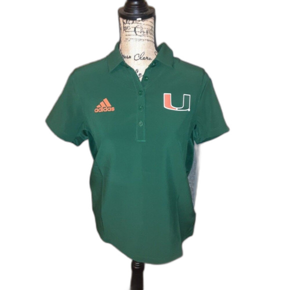 Adidas Green University of Miami Women's Primergreen Golf Polo Size Med NWT - Picture 1 of 7